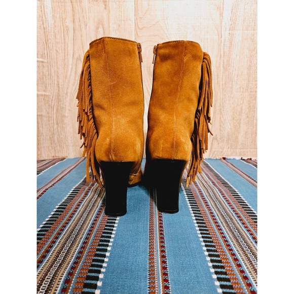 Predictions Leather Fringed Heeled Boots Womens Size 9 Western Cowboy - Picture 8 of 12